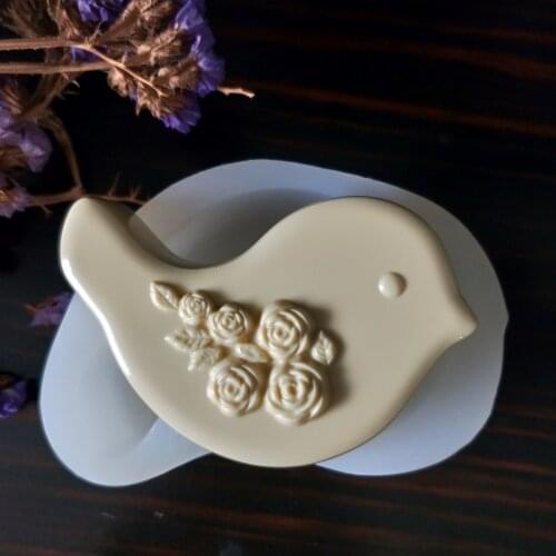 Rose Silicone Mold Soap Molds Gypsum Chocolate Candle Candy Mold Clay Resin DW0159 PRZY Cute Bird with Flower Moulds