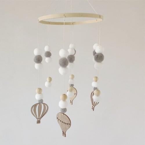 Nordic Wind Hair Ball Wooden Bead Wind Chime Ornaments Bed Bell Childrens Room Decoration