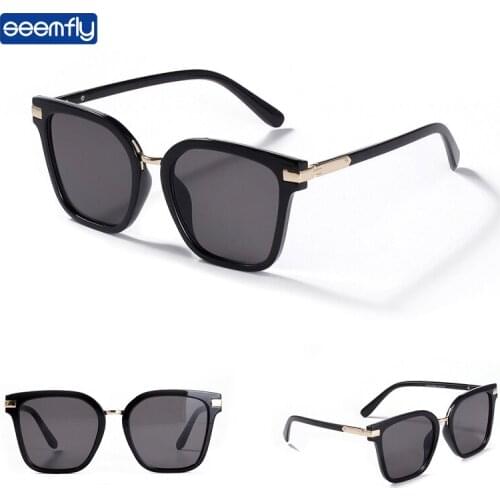 Seemfly Retro Semi-metal Sunglasses Female Square Sun Glasses Male Sunshades Vintage Fashion Brand Designer Spectacles For Women