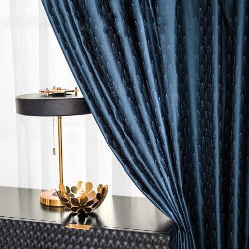Modern Luxury Northern European Style Blackout Curtains High-Precision Jacquard Satin Shade Curtains for Living Room Bedroom