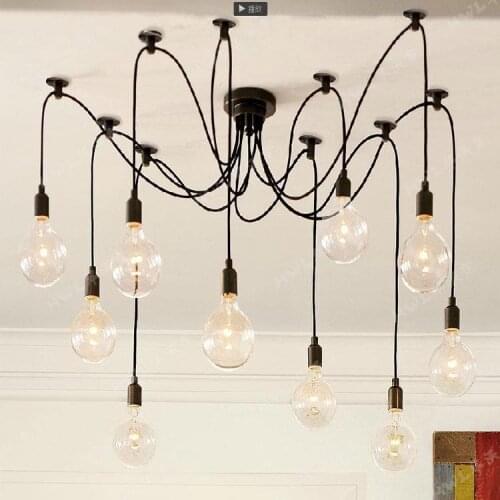 Vintage Nordic Spider Pendant Lamp Multiple Adjustable Retro Pendant Lights Loft Classic Decorative Fixture Lighting Led Home