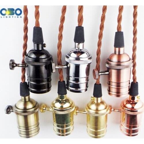 Vintage Pendant Lamp With Switch Lamp Base E27 Bar/Cafe/Showcase Lighting DIY Gold/Rose Gold Retro Edison Pendant Light