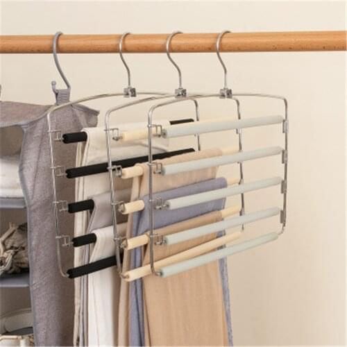 Magical 4-Layers Hanger 360 Degree Rotating Suit Pants Storage Rack with Non-Slip Foam Space-Saving Clothes Stand for Closet
