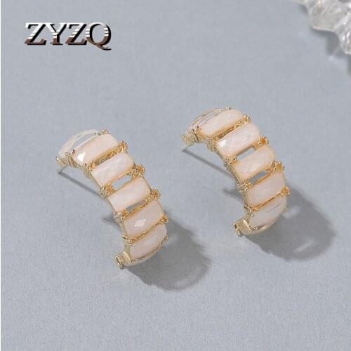 ZYZQ New French C-shape Drop Earrings Sweet Metal Gold Color Circle Geometris Earrings Fashion For Women 2020 Trend Jewelry