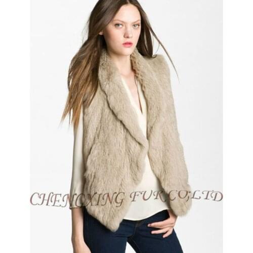 CX-G-B-225 European Fashion Knitted Rabbit Fur Vest For Women