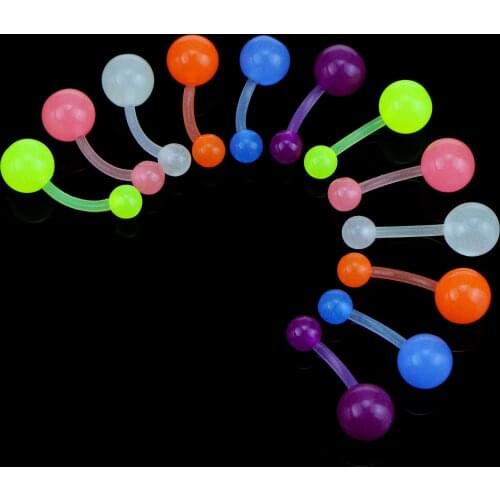 10/20pcs/set New Night Glow Womens Fashion Belly Button Rings Navel Barbell Piercing Ombligo Party Body Jewelry Girls Gifts