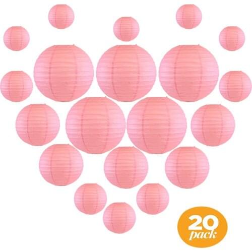 20 pcs 6"-12" Pink Paper Lantern Chinese Japanese Paper Lanterns for Wedding Party Christmas Outdoor Hanging Diy Decor Favor