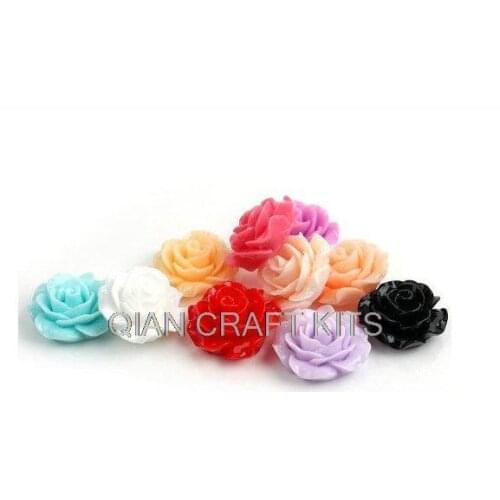 200pcs Mixed Lots Resin Rose Flowers Cabochons Cameo Flat Back 18mm free shipping sz0178