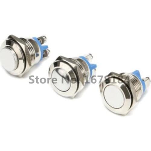 5Pcs 16MM Metal Button Switch Self-Reset Start Power Switch No Lock Waterproof Switch