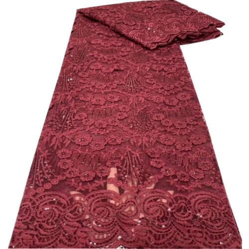 African Sequins Lace Fabric 2021 High Quality embroidery French Nigerian Lace Fabrics For Wedding Dress Sewing DP-120