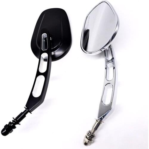 Motorcycle Rearview Side Mirror Garnish Convex Glass 2pcs 1Pair 10mm Thread Chromed Black Color Road King Touring XL 883