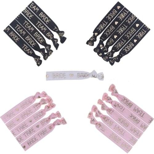 1pcs Bride +10pcs Team Bride Bracelet Bachelorette Party Bride To Be Hand Band Head Rope Hair Accessories Wedding Decoration-S