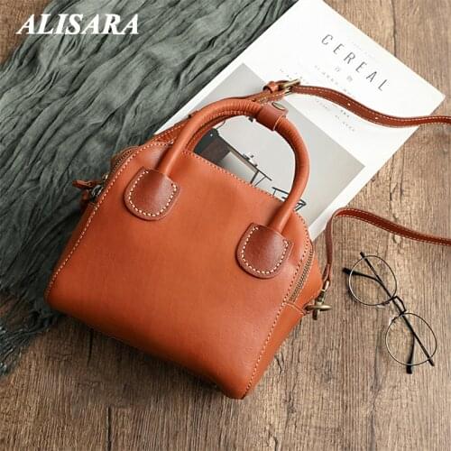 Doctor Handbag brown zipper crossbody bag for women Highest quality genuine cow leather square bag vintage classic style