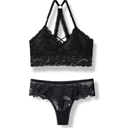 1set Sexy Lingerie For Woman Lace Bra Thong Sets Woman Underwear Set Bralette Push Up Tube Tops New Bras Panties Suit For Ladies