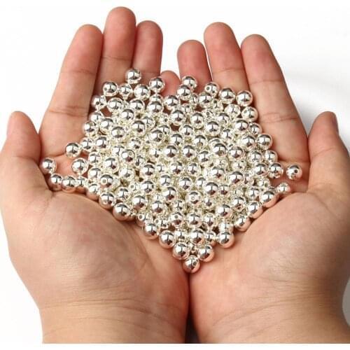 500pcs/lot 3 4 6 8 10 12mm Silver Color Metal CCB Round Seed Spacer Beads For Jewelry Making Supplies Accessories DIY Wholesale
