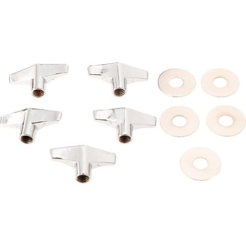 5 Pieces Quick Release Cymbal Stand Wing Nut with Gasket Washer for Drum Set Kit Percussion Parts