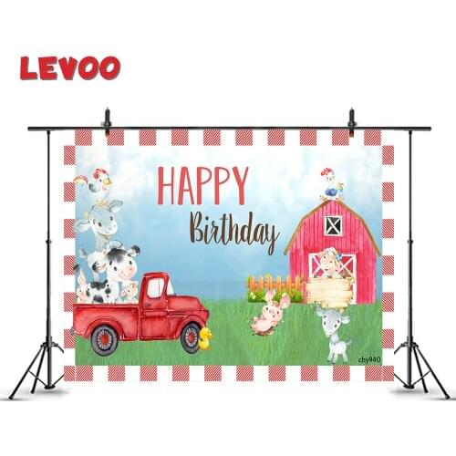 LEVOO Photocall Backdrop Farm Theme Birthday Barn Animals Truck Photography Background Party Decor Photo Studio Props Photobooth