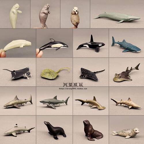 Marine Animal Model Sea Lion Walrus Jaws Sperm Whale Shark Dolphin Manta Rays Oceans World DIY Mini Figurine Action Figures Toys