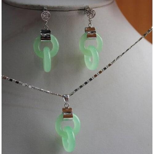 Fashion jewelry Malay jade suit (Earrings + pendant) personality trend