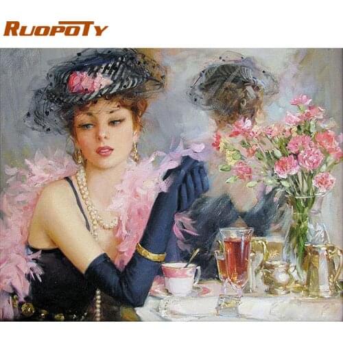 RUOPOTY Beautiful Bride DIY Digital Oil Painting By Numbers Canvas Wall Art Handpainted Oil Painting For Home Decoration 40X50CM
