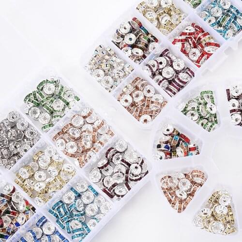 Colorful Rhinestone Beads Caps Set for Jewelry Making Blue Red Water Dimond Bead DIY Bracelet Necklace Handmade Accessories