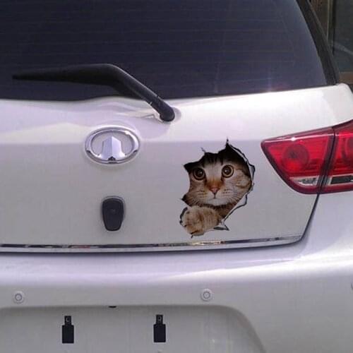 Cat Kitten Simulation Decal Car Styling Decoration Stickers Cat Stickerauto Body Creative Window Cute Car 3D 13*18CM Cartoon