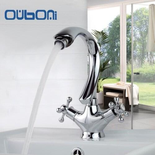 OUBONI Luxury Bathroom Faucet Construction & Real Estate Single Hole Deck Mounted Bathroom Basin Sink Faucets Tap
