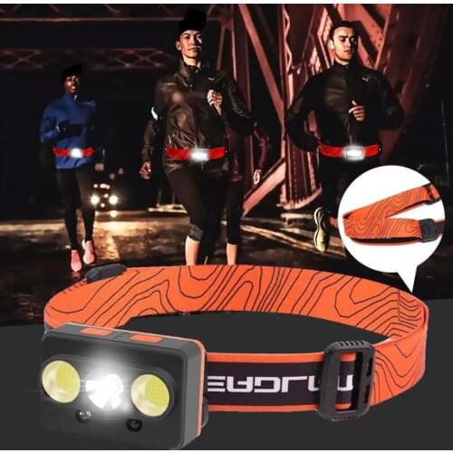 Portable Headlamp USB Outdoor Waterproof Sensor Head Lamp Headlight COB LED Working Light Camping Fishing Headlights