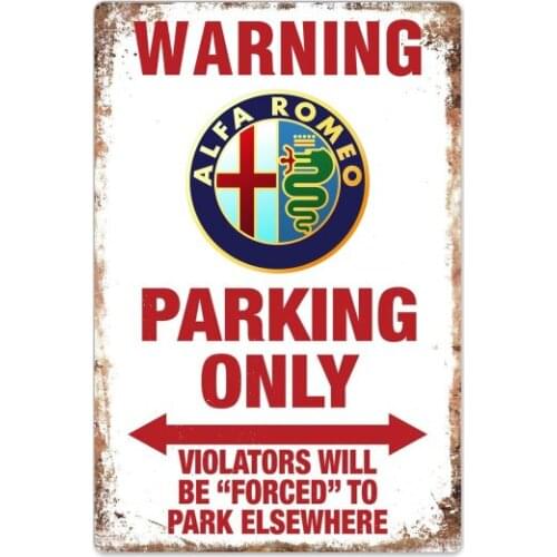 Warning AlfaRomeo Parking Only Vintage Garage Tin Metal Sign Bar Club Cafe Garage Wall Decor Farm Decor Art Gift-8