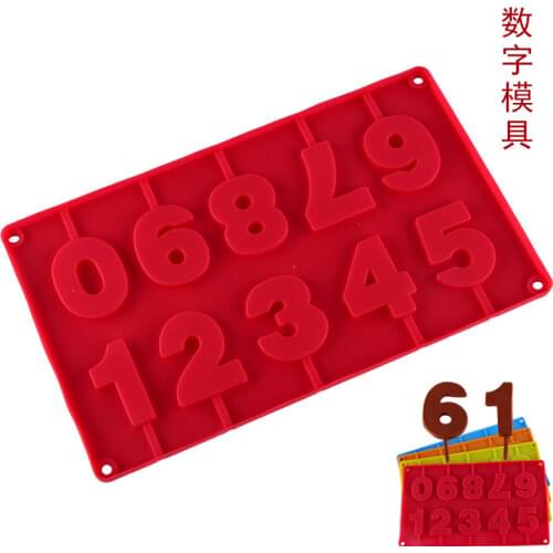 Embellishment 0-9 digital silicone lollipop mold silicone Chocolate Mold digital candy cake baking mold DIY