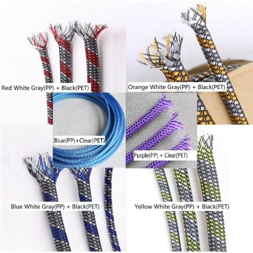 Expandable Braided Cable Sleeve 4 8 12mm PP Conton + PET Yarn Mixed Flexible Insulated Line Protect Cover Wire Wrap Gland Sheath