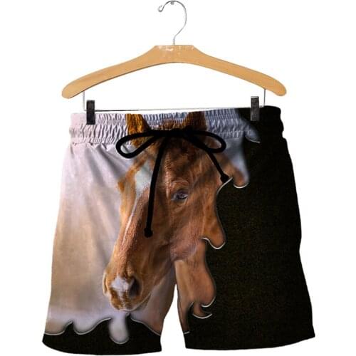 Beautiful Horse Art Full Printed Mens Shorts Unisex Streetwear Elastic Waist Summer Beach Harajuku Casual Shorts Have belt