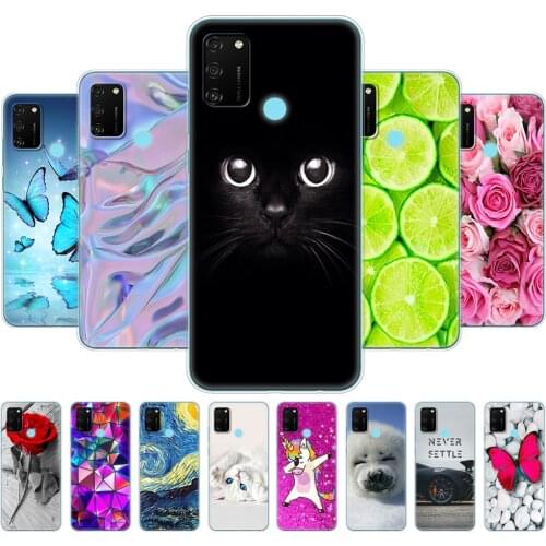 Case For HONOR 9A silicon Case 6.3" Soft Tpu Phone Covers On Huawei Honor 9A 9 A MOA-LX9N Back Bags Funda Shell Cat Tiger Flower