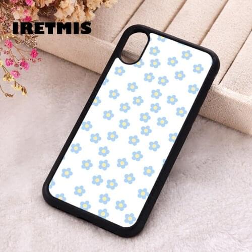 Iretmis 5 5S SE 2020 Phone Cover Case for iPhone 6 6S 7 8 Plus X Xs XR 11 12 Mini Pro Max Silicone TPU Baby blue flowers pattern