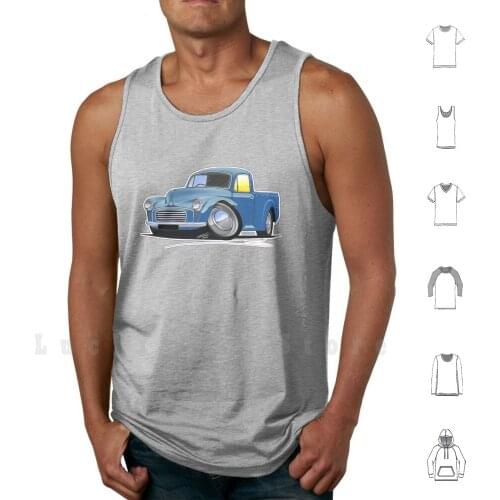 Morris Minor Pick Up Blue Tank Tops Vest Sleeveless Morris Minor Pick Up Truck Retro Vintage Classic Commercial Car Classic