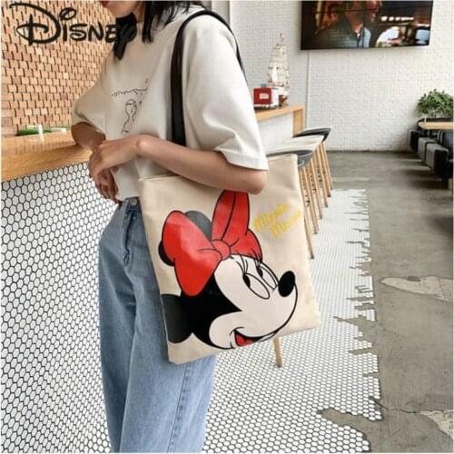 Disney New Cartoon Cute Mickey Lady Shoulder Bag Cartoon Image Canvas Large Capacity Multifunctional Fashion Casual Lady Handbag