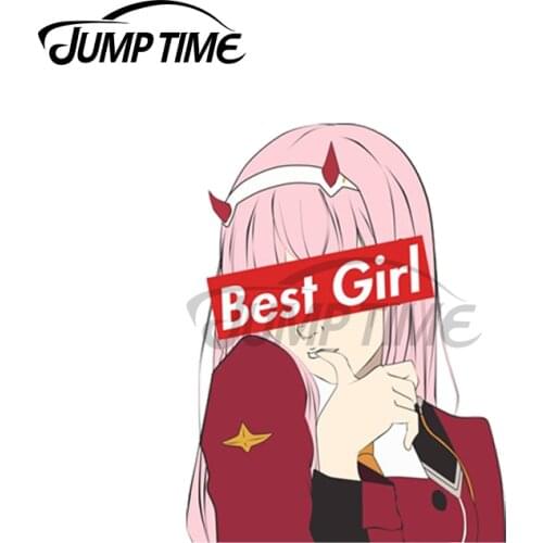 Jump Time 13 x9cm For Zero Two Best Girl Car Sticker Motorcycle Surfboard Refrigerator Decoration Scratch Proof Waterproof Decal
