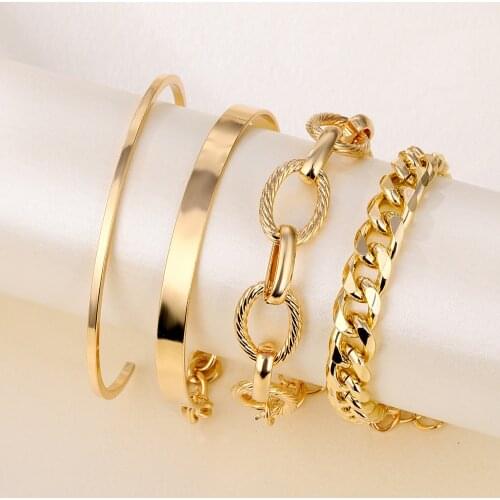 Yayi jewelry Punk Gold Color Charm Chain For Women Pearl Coin Butterfly Alloy Bangle Bracelets Fashion Bohemian Jewelry Set Gift