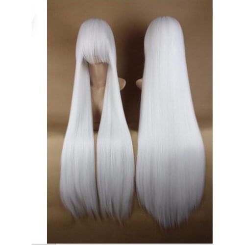 Zhaoxia++01419@Q8+++ Mokou White Long Straight Anime Cosplay Wig