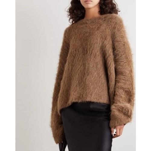 Nordic Tote Temperament Commuter New Sweater Womens Round Neck Solid Plush Pullover Top Autumn Winter Fashion Tops Cute Jackets