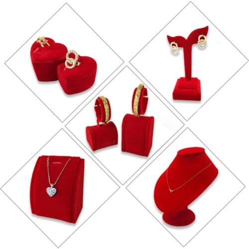 Gold jewelry show props red velvet ring bracelet necklace ear ring display rack counter jewelry display rack