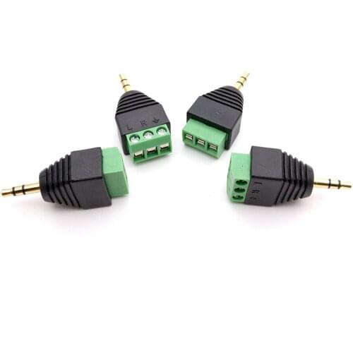 3.5mm stereo plug rear end screw connector 3.5 audio AUX plug non welded joint for Male CCTV LED DC Power Plug Jack Adapter