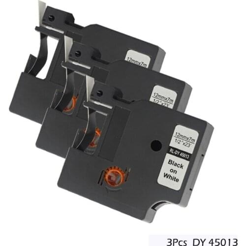 3Pcs 45013 Compatible Printer Ribbons for Dymo 45013 Label Tape Black on White Ribbon for Dymo Label Manager 160 210D 260P 360D