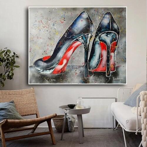 Abstract Graffiti Art High Heels Canvas Painting Wall Art Posters Prints Wall Pictures for Living Room Home Wall Cuadros Decor