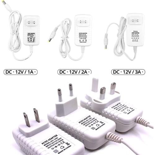 DC12V 1A 2A 3A Adapter power supply white cover 12V Transformer for LED string LED strip Light Bar Light LED Driver US / EU Plug