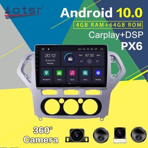 For Ford Mondeo mk4 Android Radio 64GB Auto Stereo Head Unit Car GPS Navigation Multimedia Player Audio Video PX6 Screen DSP 2k