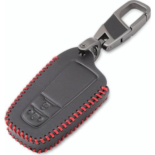 Car-styling Black Leather car key holder cover case keychain For Toyota CHR C-HR 2017 2018 Prius remote keyless accessories