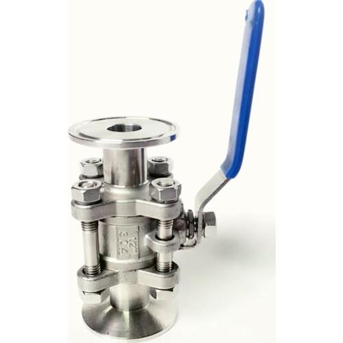 DN80 x 3.5" Tri Clamp 3-Piece Ball Shut Off Valve SUS 304 Stainless Steel Industrial
