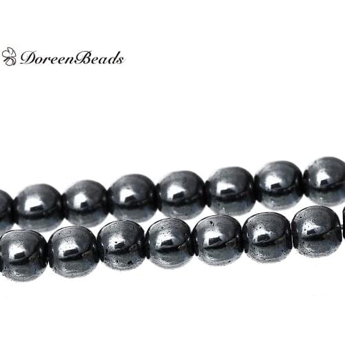 DoreenBeads Created Hematite Round Beads 8mm, 40cm. Fits Pave, Approx 50Pcs (B16559)