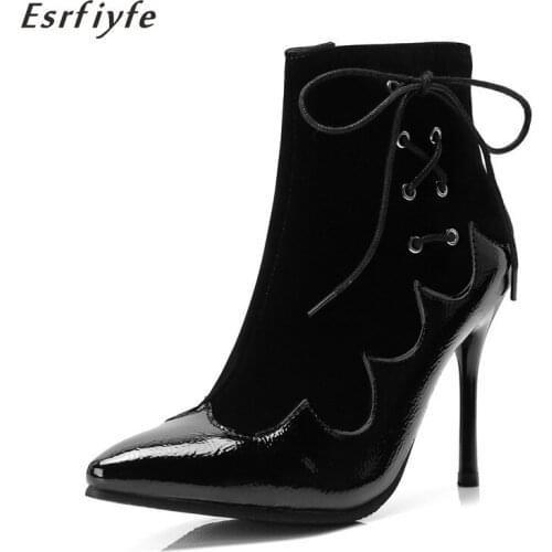 ESRFIYFE 2020 New Women Ankle Boots Autumn Winter Shoes Womens Ankle Boots Casual Vintage Boots Fashion Supper High Heels Boots